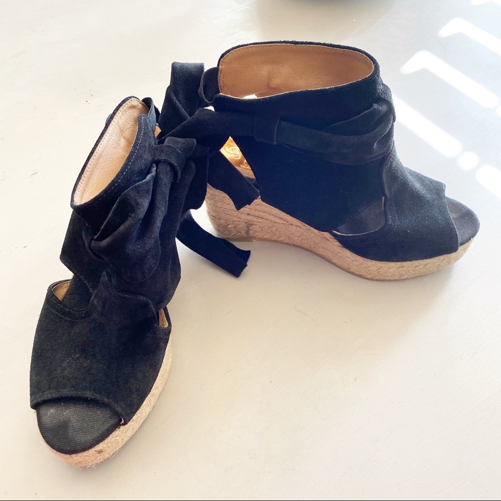Kanna Suede Tie Back Espadrille Wedge